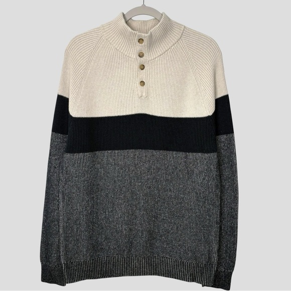 Banana Republic Factory Other - Banana Republic Factory Rib Knit Sweater Men’s L Mock Neck Button Pullover